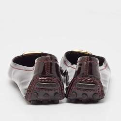 Louis Vuitton Burgundy Patent Leather Oxford Ballet Flats Size 36.5