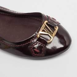 Louis Vuitton Burgundy Patent Leather Oxford Ballet Flats Size 36.5