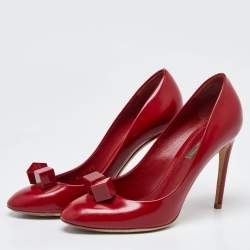 Pre Owned Louis Vuitton Red Leather Dice Pumps Size 38