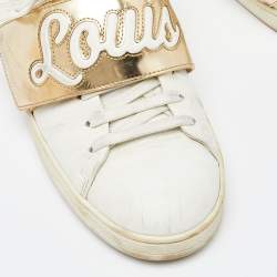 Louis Vuitton White/Gold Leather Frontrow Low Top Sneakers Size 38