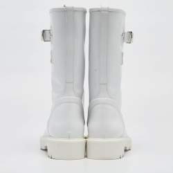 Louis Vuitton White Leather Territory Flat High Boots Size 39