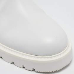 Louis Vuitton White Leather Territory Flat High Boots Size 39