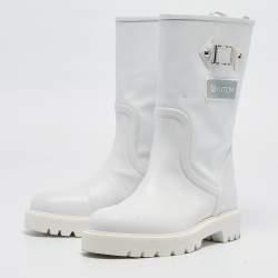 Louis Vuitton White Leather Territory Flat High Boots Size 39
