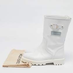 Louis Vuitton White Leather Territory Flat High Boots Size 39