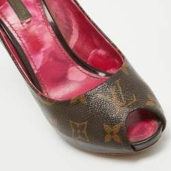 Pre Owned Louis Vuitton Monogram Canvas Rosemary Platform Pumps Size 37.5