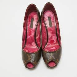 Pre Owned Louis Vuitton Monogram Canvas Rosemary Platform Pumps Size 37.5