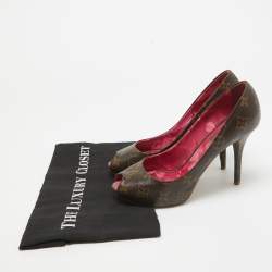 Pre Owned Louis Vuitton Monogram Canvas Rosemary Platform Pumps Size 37.5