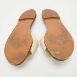 Louis Vuitton Cream Monogram Embossed Leather Flat Slides Size 40