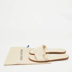 Louis Vuitton Cream Monogram Embossed Leather Flat Slides Size 40