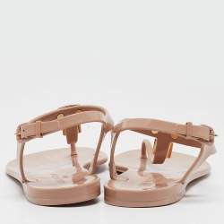 Louis Vuitton Beige Rubber Bikini Thong Flats Size 40