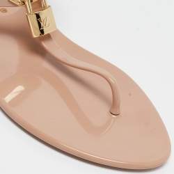 Louis Vuitton Beige Rubber Bikini Thong Flats Size 40