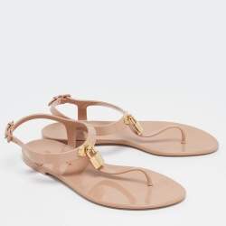 Louis Vuitton Beige Rubber Bikini Thong Flats Size 40