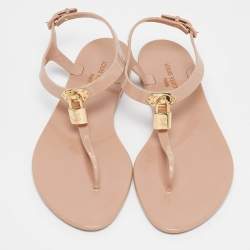 Louis Vuitton Beige Rubber Bikini Thong Flats Size 40
