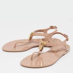 Louis Vuitton Beige Rubber Bikini Thong Flats Size 40