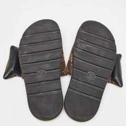 Louis Vuitton Brown Monogram Nylon Pool Pillow Comfort Flat Slides Size 40