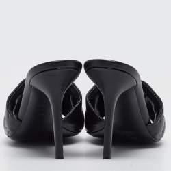 Louis Vuitton Black Monogram Embossed Leather Revival Slide Sandals Size 39