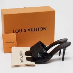 Louis Vuitton Black Monogram Embossed Leather Revival Slide Sandals Size 39
