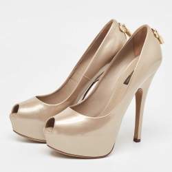Louis Vuitton Beige Patent Leather Oh Really! Pumps Size 37.5