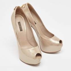 Louis Vuitton Beige Patent Leather Oh Really! Pumps Size 37.5