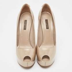 Louis Vuitton Beige Patent Leather Oh Really! Pumps Size 37.5