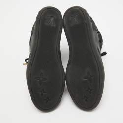 Louis Vuitton Black Nubuck Leather and Monogram Suede Millenium Wedge High Top Sneakers Size 40