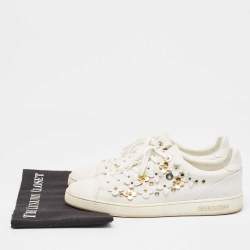 Louis Vuitton White Leather Embellished Frontrow Sneakers Size 41