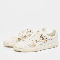 Louis Vuitton White Leather Embellished Frontrow Sneakers Size 41