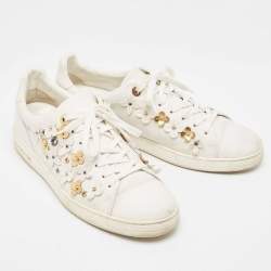 Louis Vuitton White Leather Embellished Frontrow Sneakers Size 41