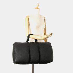 Louis Vuitton Black Monogram Taurillon Keepall Bandouliere 50