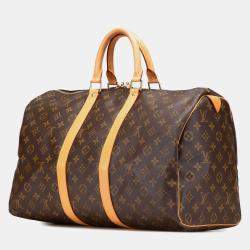 Pre Owned Louis Vuitton Brown Coated Canvas Monogram Keepall 45