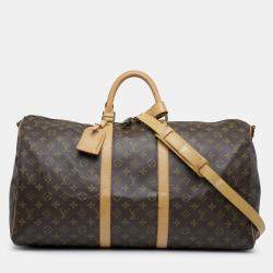 Pre Owned Louis Vuitton Brown Monogram Keepall Bandouliere 55