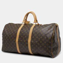 Pre Owned Louis Vuitton Brown Monogram Keepall Bandouliere 55