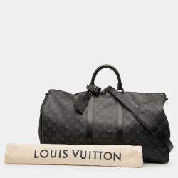 Pre Owned Louis Vuitton Black Monogram Eclipse Keepall Bandouliere 55