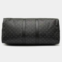 Pre Owned Louis Vuitton Black Monogram Eclipse Keepall Bandouliere 55