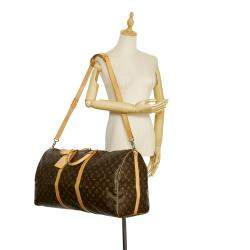 Pre Owned Louis Vuitton Brown Monogram Keepall Bandouliere 60