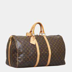 Pre Owned Louis Vuitton Brown Monogram Keepall Bandouliere 55