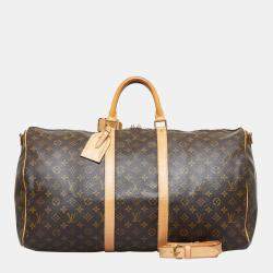 Pre Owned Louis Vuitton Brown Monogram Keepall Bandouliere 55