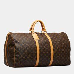 Pre Owned Louis Vuitton Brown Monogram Keepall Bandouliere 60