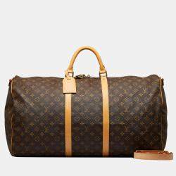 Pre Owned Louis Vuitton Brown Monogram Keepall Bandouliere 60