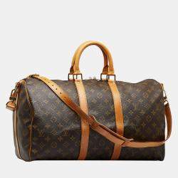 Pre Owned Louis Vuitton Brown Monogram Keepall Bandouliere 45