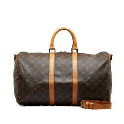 Pre Owned Louis Vuitton Brown Monogram Keepall Bandouliere 45