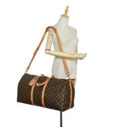 Pre Owned Louis Vuitton Brown Monogram Keepall Bandouliere 55