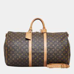 Pre Owned Louis Vuitton Brown Monogram Keepall Bandouliere 55