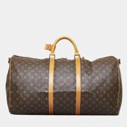 Pre Owned Louis Vuitton Brown Monogram Keepall Bandouliere 60