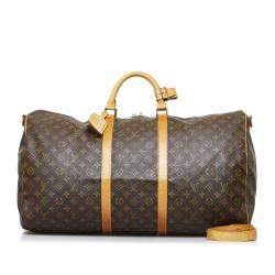 Pre Owned Louis Vuitton Brown Monogram Keepall Bandouliere 60