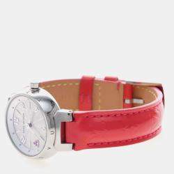 Pre Owned Louis Vuitton Tambour Q1218 Quartz Silver Stainless Steel  Women's Wristwatch 28 mm
