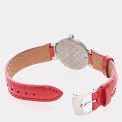 Pre Owned Louis Vuitton Tambour Q1218 Quartz Silver Stainless Steel  Women's Wristwatch 28 mm