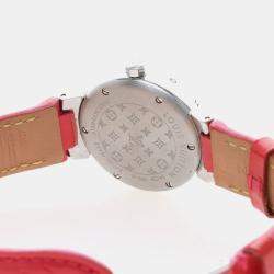 Pre Owned Louis Vuitton Tambour Q1218 Quartz Silver Stainless Steel  Women's Wristwatch 28 mm