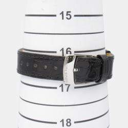 Pre Owned Louis Vuitton Tambour QA018Z Quartz Black Stainless Steel Women's Wristwatch 28 mm