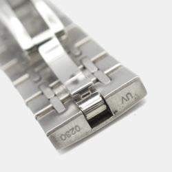 Pre Owned Louis Vuitton Tambour Q12MG Quartz Silver Stainless Steel Women's Wristwatch 28 mm